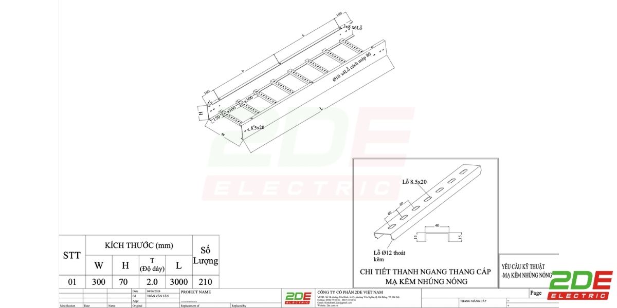 Cấu tạo thang cáp mạ kẽm nhúng nóng