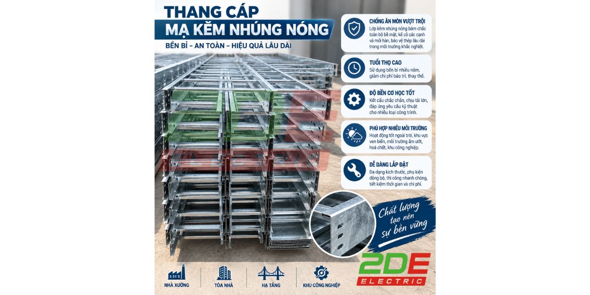 Ưu điểm của thang cáp mạ kẽm nhúng nóng