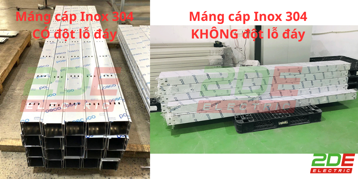 Máng cáp Inox 304 đột lỗ đáy và kín